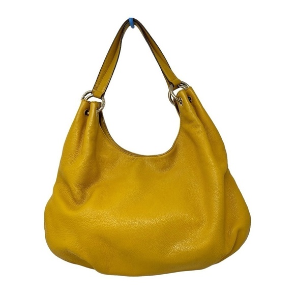 Michael Kors Mustard Yellow Large Gathered Tote Handbag Hobo Shoulder bag - Picture 7 of 10